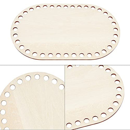 PH PandaHall 7 Sizes Natural Wooden Basket Bottom Oval Blank Solid Crochet Basket Wood Base for DIY Basket Weaving Supplies Craft Making Home - WoodArtSupply