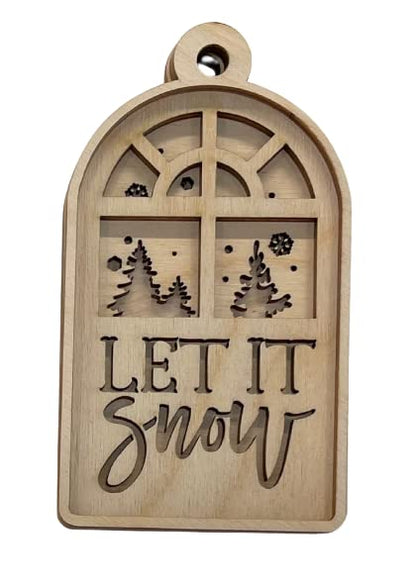 Let It Snow Door Sign 4 Pieces Laser Cut Out Unfinished RND9 - WoodArtSupply