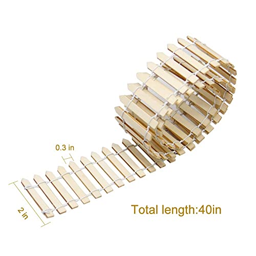 Prsildan 40 Inches Miniature Fairy Garden Fence, DIY Wood Picket Fence Mini Ornament for Dollhouse Home Garden Prsildan