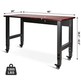 Olympia Tools 48in Adjustable Height Workbench, w/ 14 Levels of Height Adjustment & Heavy Duty Mobile Work Bench for Garage Home Office Olympia Tools