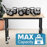 LARBANKE 48" Adjustable Workbench,Rubber Wood Workstation with Graduated Lines,Heights from 33.5” to 41.3”,2000 LBS Load Capacity Hardwood LARBANKE