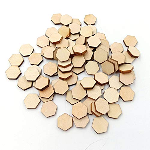 Healifty 200pc Blank Square Wood Plaque Hand Decor Unfinished Wooden Slices Wooden Cutouts for Painting Honeycomb Wood Cutout Wood Hexagon Gift Healifty