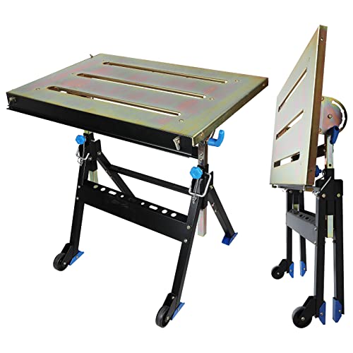 Olympia Tools Adjustable Welding Table with Wheels Portable Steel Stand Workbench 30 in. x 20 in. Olympia Tools
