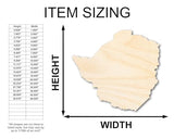 Unfinished Wood Zimbabwe Country Shape - Southern Africa Craft - up to 36" DIY 14" / 1/8" 24 Hour Crafts
