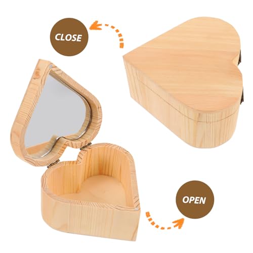 VOSAREA Box Wooden Heart Box Jewelry Cases Heart Jewelry Container Unfinished Treasure Chest Wooden Jewelry Holder Wood Heart Case Small Gift VOSAREA