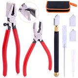 Rustark 3Pcs Premium Glass Running Breaking Pliers and Class Cutter Kit, Heavy Duty Glass Cutting Tool with Rubber Tip, Work Great for Stained Glass, Rustark
