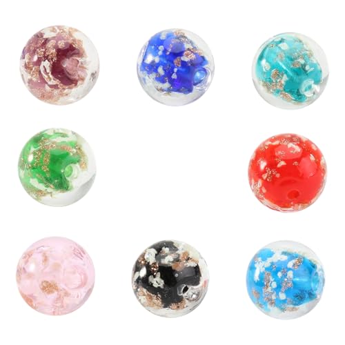 Anneome 8pcs DIY Beads Unfinished Beads Gemstone Bracelet Crackle Lampwork Beads Crackle Looser Beads Making Beads Glass Bead Bracelets Bulk Jewelry Anneome