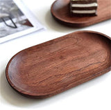 Mini Serving Tray for Jewellery Key Coin Set of 2, Oval Natural Wood Dessert Cup Tray, Small Wooden Cheese Plate, Tableware Decorative Tray (2) BWRMHME