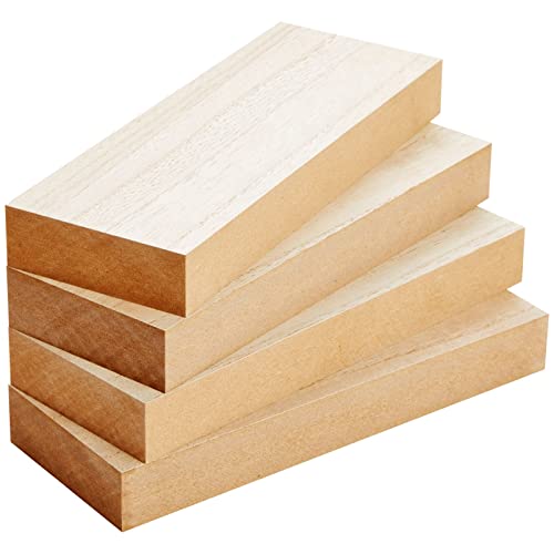 4 Pack Unfinished MDF Wood Rectangles for Crafts, 1 Inch Thick Rectangle Wooden Blocks for Crafting (3 x 8 in)