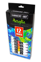 Sargent Art 23-0501, Acrylic Tube Paint, 12ml, 12 Colors, Use with Canvas, Wood, Craft Projects, Perfect for Beginning Artists to Students and Sargent Art