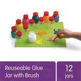 Colorations Glue Jar Set, 12 Empty Glue Bottles with Brushes, Classroom, Art Supplies, School Supplies, Crafting, Kids Art, Projects, Gluing, Colorations