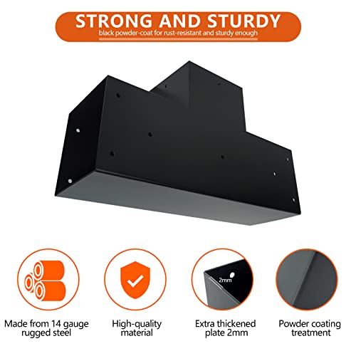 ITeVe.GD Pergola DIY Kit,2 Pcs 3-Way T-Angle Corner Brackets Elevated Wood Stand with Screws for 6"x6"(Inner Size:5.5"x5.5") Wood ITeVe.GD