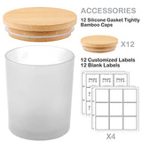 GOTIDEAL 12 Pack 9 OZ Frosted White Candle Jars with Bamboo Lids for Making Candles Supplies, Bulk Empty Candle Containers Tins Small Glass Jars for GOTIDEAL