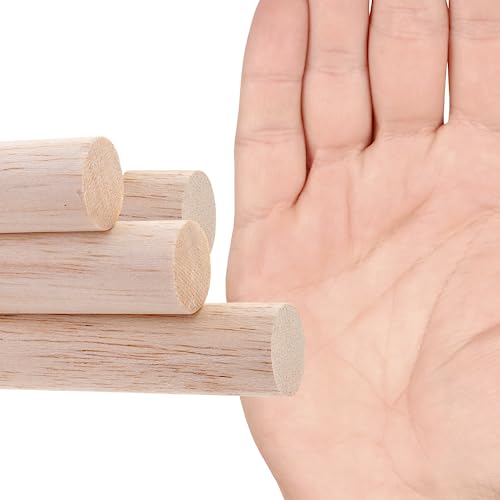 Pack of 4 Dowel Rods 12 Inch Unfinished Wood for Crafting 3/4 Inches Wood Craft Sticks Wooden Dowels for Crafts Bamboo Wood Rod Bamboo Wood Sticks
