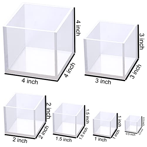 ResinWorld Ashtray Mold, Leaf Ashtray Mold for Epoxy Resin + Set of 4", 3", 2", 1.5", 1", 0.5" Clear Silicone Cube Molds, Large Deep Square Epoxy ResinWorld