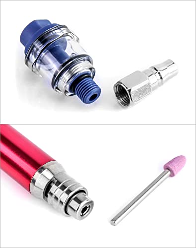 QWORK Air Micro Grinder, 1/8" Mini Pencil Polishing Cutting Tool Pneumatic Pencil Die Grinder, 65000 RPM Free Speed QWORK