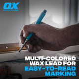OX Tools Pro Tuff Carbon Marking Pencil Mechanical Construction Pencil Value Pack 4 Leads Included & Pencil Holder with Sharpener Belt Clip OX Tools