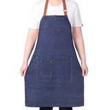 Aprons for Men, Denim Cooking Kitchen Aprons, Adjustable Bib Aprons with multiple pockets for Men and Women Geounzay