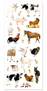 Realistic Farm Animal Stickers - Barnyard Clear Adhesive Decals for Crafts - – 23 Pc Craft Supply