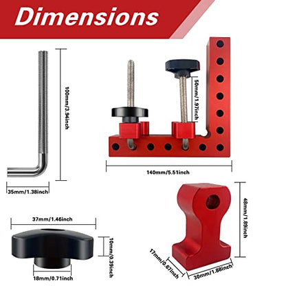 90 Degree Positioning Squares Right Angle Clamps 5.5" Aluminum Alloy Woodworking Carpenter Corner Clamping Tool for Picture Frame Box Cabinets