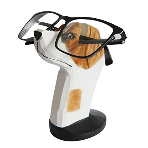 Red Dollar Handmade Wood Carved Animal Eyeglass Holder, Cute Sunglasses Display Stand, Nightstand Home Office Desk Decor, Christmas Holiday New Year Red Dollar