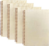 4 Pieces B6 Wooden Cover Sketchbook 80 Blank Pages Jounal Notebook 7 x 5 in Blank Spiral Notebook for Crafts Cregugua