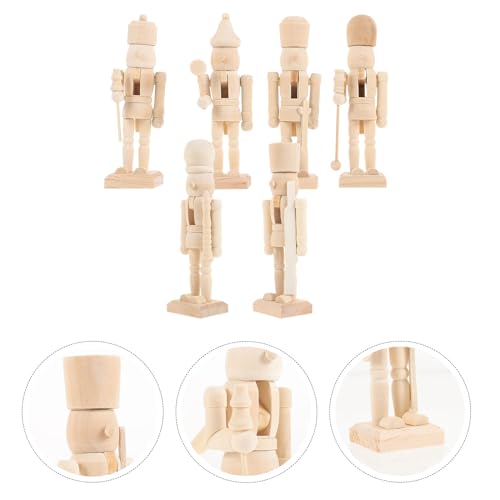BESPORTBLE Christmas Unfinished Nutcracker: Unfinished Wood Nutcracker, 4.7 Inch Christmas DIY Nutcracker Figures for Christmas Arts Project (6Pcs) BESPORTBLE