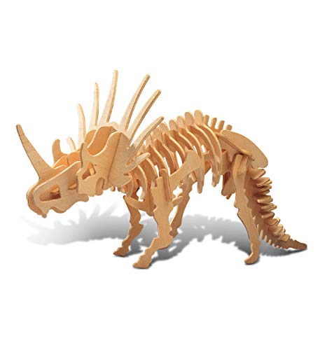 Puzzled 3D Puzzle Styracosaurus Dinosaur Wood Craft Construction Model Kit Educational DIY Wooden Dino Toy Assemble Model Unfinished Crafting Hobby