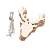 Amosfun 20PCS Wooden Deer Head Christmas Ornaments Pendant Hanging Wooden Pendant Decoration Wooden DIY Craft Christmas Tree Hanging Ornaments Amosfun