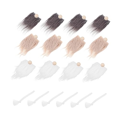 COHEALI 1 Set Braid Suit Hand Made Gnome Beards Craft Fur Gnomes Beard Mini Unfinished Wooden Balls Faux Dwarf Beard Faux Fur Fabric Craft DIY Gnome COHEALI