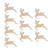 SUPVOX Wooden Chip Unfinished Wood Ornaments DIY Accessories Wood Cutouts Christmas Reindeer Wood Patches Home Bar Wedding Party 10pcs SUPVOX