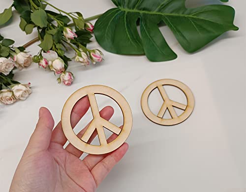 30pcs of Wood Peace Signs for Crafts,Unfinished Wood,Cutout Shapes,Wooden Cutouts,Peace Sign Cutouts (2'') RUIXUAN