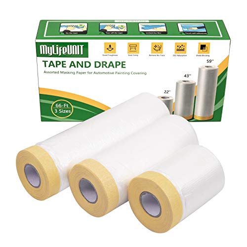 MyLifeUNIT Tape and Drape, Assorted Masking Paper for Automotive Painting Covering (66-Feet, 3 Sizes) MyLifeUNIT