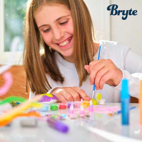BRYTE 150+ Piece Deluxe Edition All-Inclusive Kids Rock Painting Kit | 10 Rocks, 8 Waterproof Paints, Glitter Glue & More | DIY Science Kit, STEM BRYTE