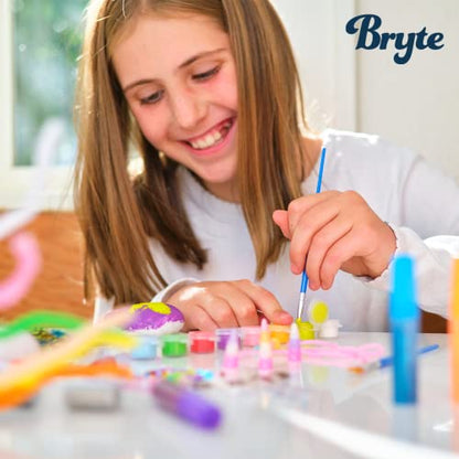 BRYTE 150+ Piece Deluxe Edition All-Inclusive Kids Rock Painting Kit | 10 Rocks, 8 Waterproof Paints, Glitter Glue & More | DIY Science Kit, STEM - WoodArtSupply