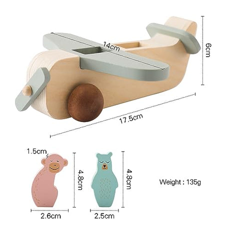 ibwaae Wooden Airplane Toys, Air Transport Vehicles Play Set, Wooden Pull Games, STEM Learning Gift Montessori Toy for Baby Toddler Boys Girls ibwaae