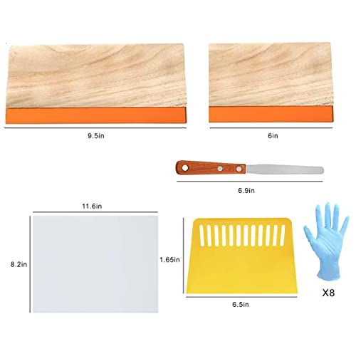 35 Pieces Screen Printing Kit, Include 3 Size of Wood Silk Screen Printing Frames with 150 Mesh, Butterfly Hinge Clamp, Screen Print Squeegees, Ink