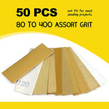 POLIWELL Micro Sander Kit 3.5” x 1” Mini Sander for Small Projects, Detail Handle Sanding Tools + Sandpaper 80 120 180 240 400 Grit for DIY Crafts POLIWELL