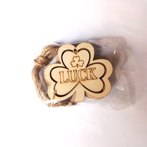 3 Pieces St. Patrick's Day Blank Wooden Ornament, Unfinished Hanging Shamrock Wooden Pendant, Clover Shaped Wood Embellishments with Twines for Irish Attria