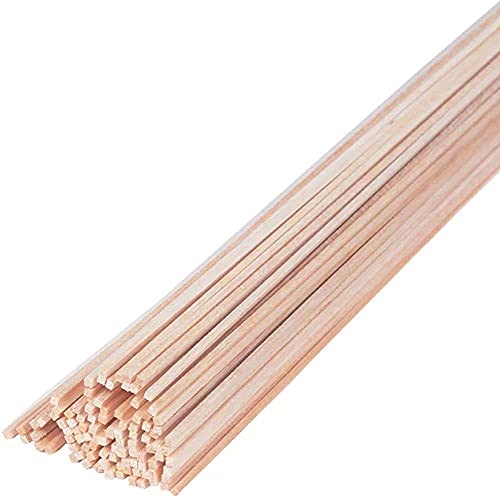 Balsa Wood Sticks 1/8 Inch Square Dowels Rod Strips 12" Long - Pack of 50 by Craftiff Craftiff