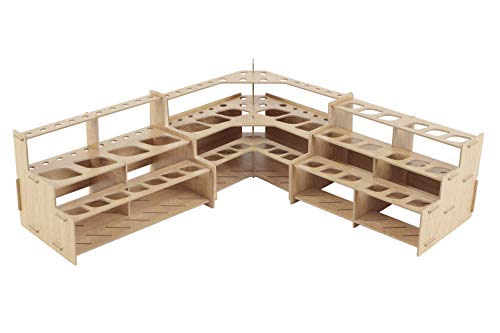 Mezzo Artist Brush and Paint Tube Organizer Rack Set 3 Pieces - Wood Grain Laminate Multi-Layer Storage Display Stand for Paintbrushes, Oil & Acrylic HG Art Concepts