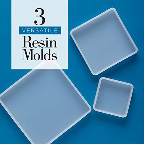 Mod Podge, Square Silicone Set of 3 Molds Kit, DIY Epoxy Resin Supplies for Arts and Crafts, 27580