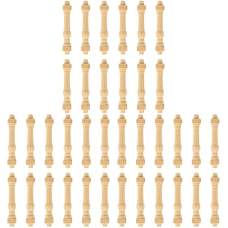 COHEALI 36 pcs Wooden Art Craft Decor Accessory DIY Spindles Unfinished Dollhouse Wood Handrails Layout Models Miniature Furniture for Mini Railing COHEALI