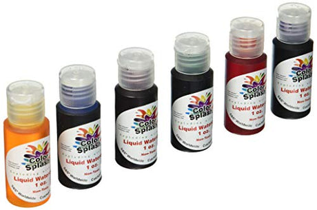 S&S Worldwide Color Splash! Liquid Watercolor Paint, 6 Vivid Colors, 1-oz Drip-Dispense Bottles, For All Watercolor Painting, Use to Tint Slime, S&S Worldwide