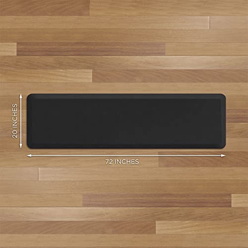 GelPro Anti-Fatigue Nonslip 1/2" Thick Hard Floor Utility Mat for Garage, Patio and Kitchen, 20" x 72", Leather Grain Black GelPro
