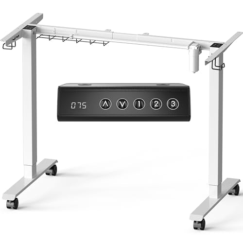 SHW Electric Stand Up Desk Frame Workstation | Ergonomic Standing Height Adjustable Computer Desk for Home and Office | White SHW