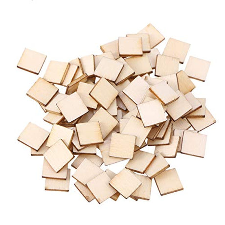 Artibetter Decorative Labels 200pcs Unfinished Blank Wood Square Discs Wood Cutout for DIY Craft Rustic Wedding Decorations 25mm Homemade Ornaments ARTIBETTER