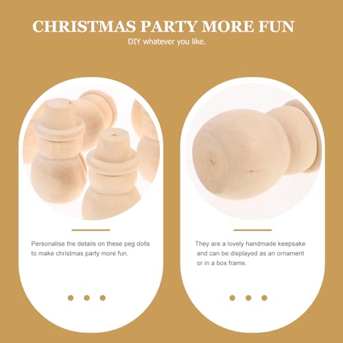 ifundom 20Pcs Wood Peg Dolls Unfinished Snowman Wooden People Unpainted Blank Wooden Peg Dolls Figures for DIY Crafts ifundom