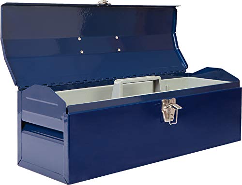 TCE ATB101U Torin 19" Hip Roof Style Portable Steel Tool Box with Metal Latch Closure and Removable Storage Tray, Blue - WoodArtSupply