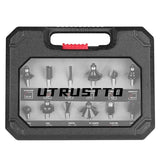 UTRUSTTO 1/4" Router Bit Set 12 Pieces, Tungsten Carbide Router Bits 1/4 Inch Shank, for Professional and Beginners Carpenter UTRUSTTO